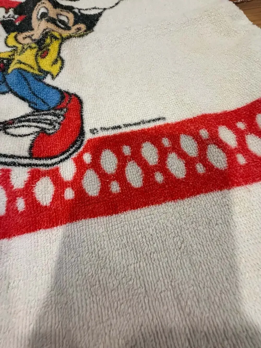 Vintage 1980s Mickey Mouse Terry Cloth Hand Towel with Fringe